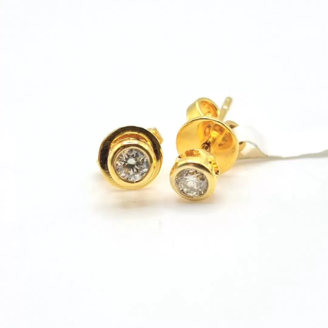 0.35 CTW Diamond Bezel Stud Earrings 14K Yellow Gold