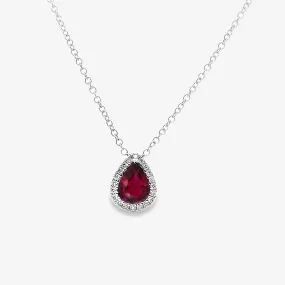 0.40CT Ruby & Diamond Halo Necklace