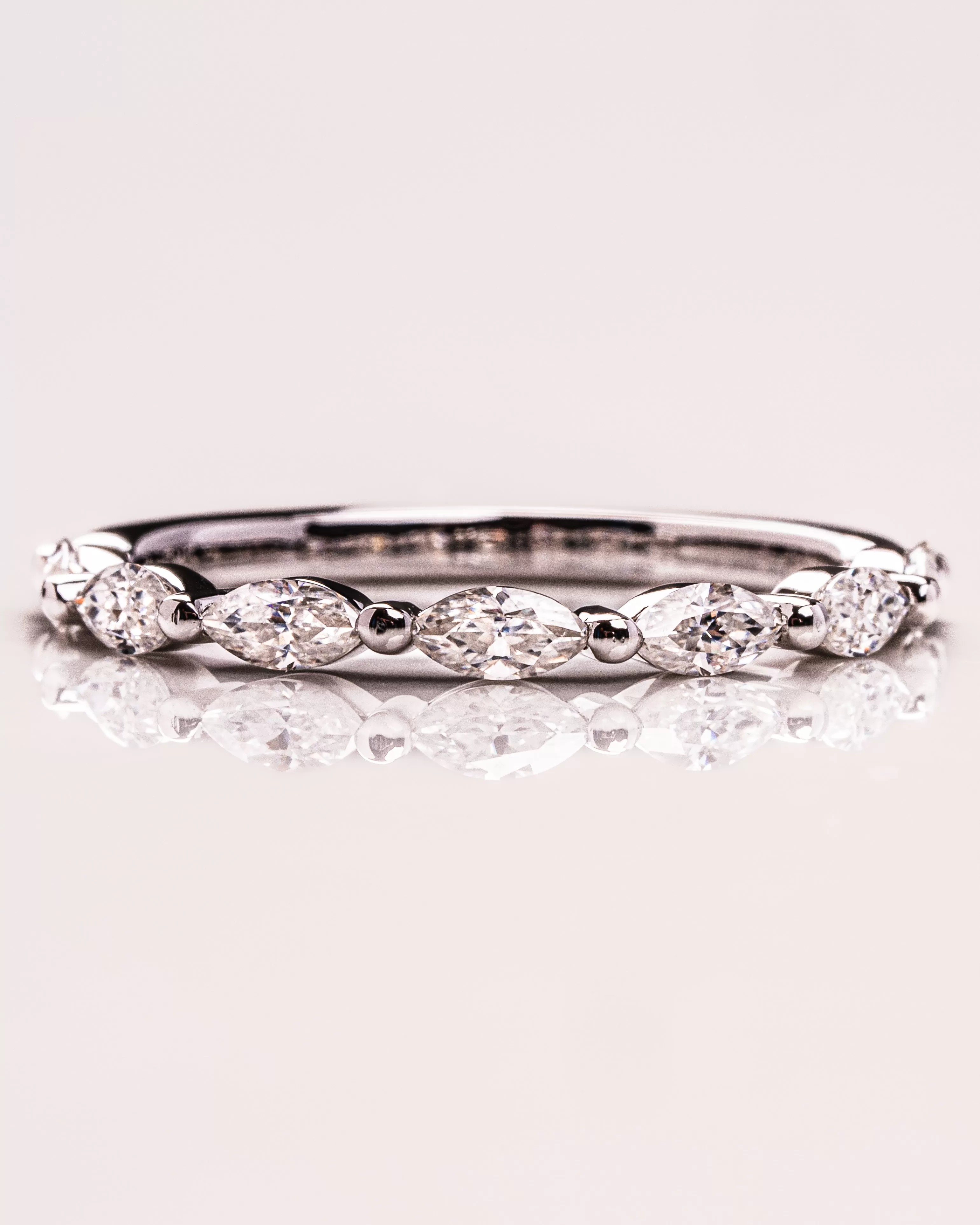 0.70 TCW Marquise Moissanite Half Eternity Wedding Band