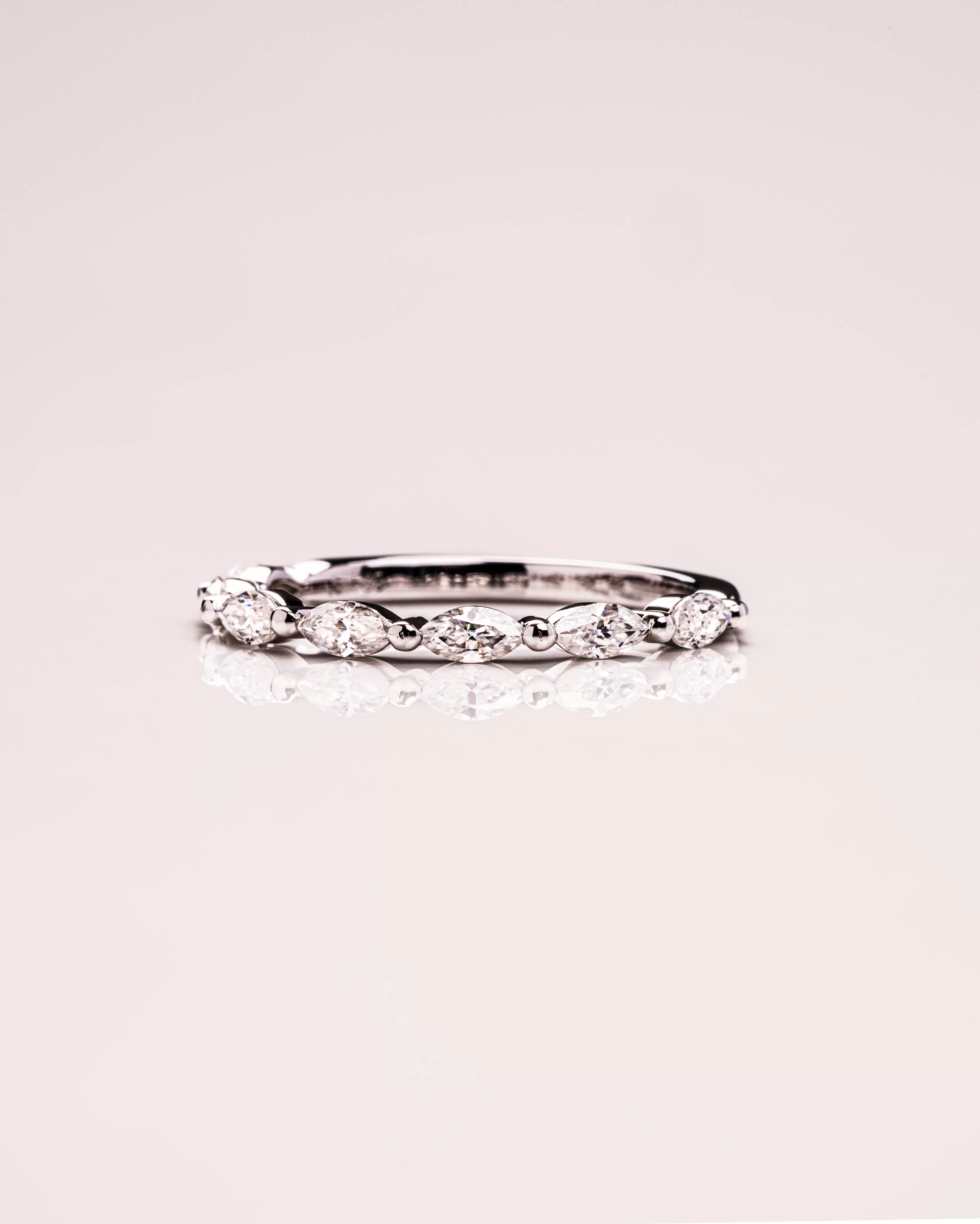 0.70 TCW Marquise Moissanite Half Eternity Wedding Band