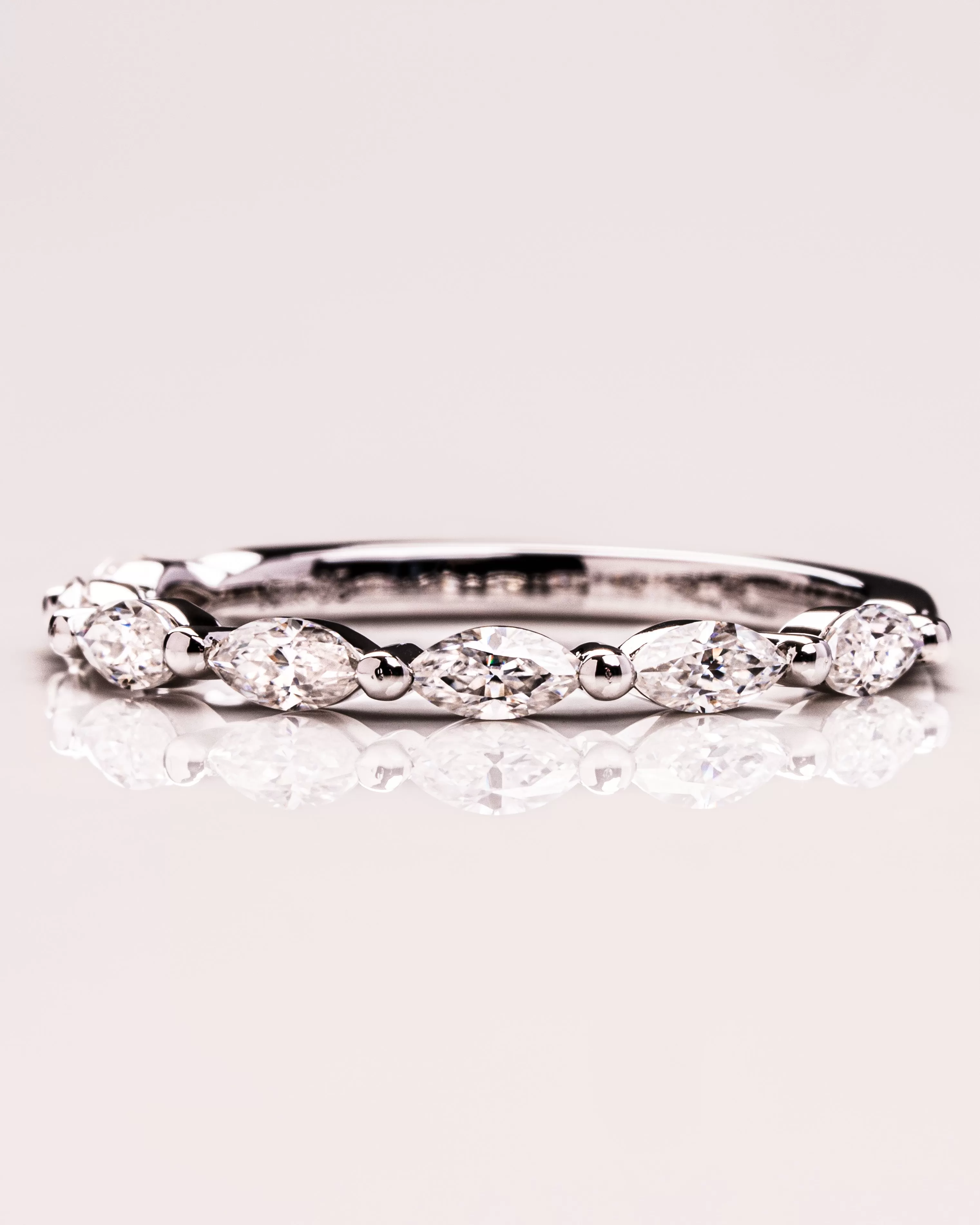 0.70 TCW Marquise Moissanite Half Eternity Wedding Band