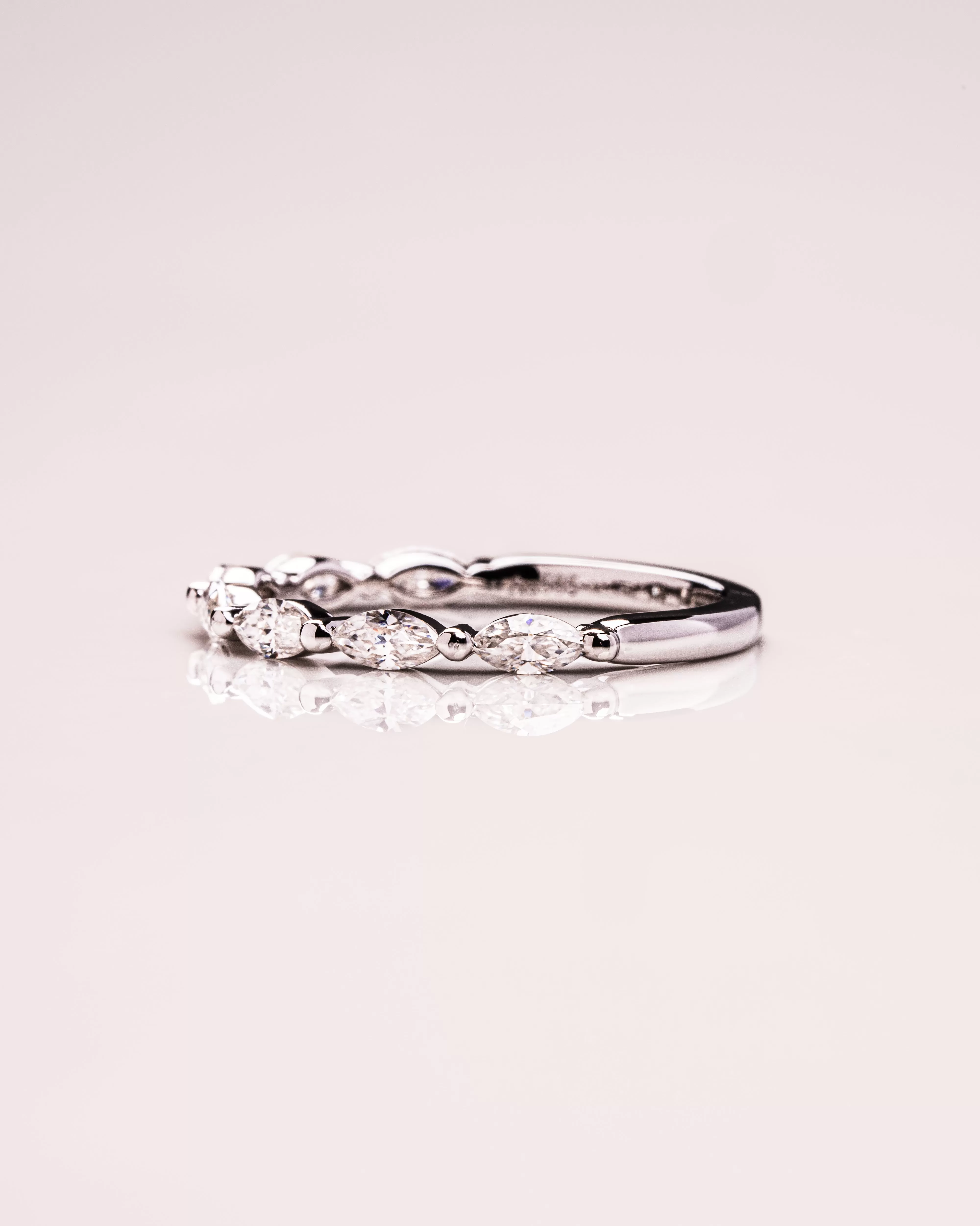 0.70 TCW Marquise Moissanite Half Eternity Wedding Band