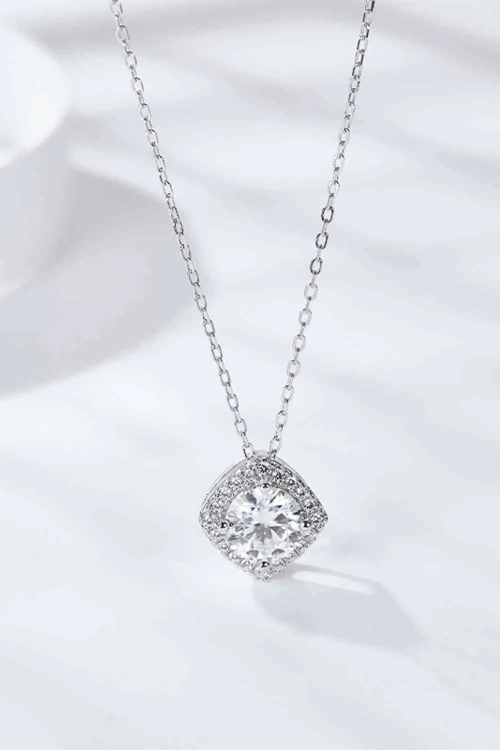 1 Carat Moissanite Geometric Pendant Necklace