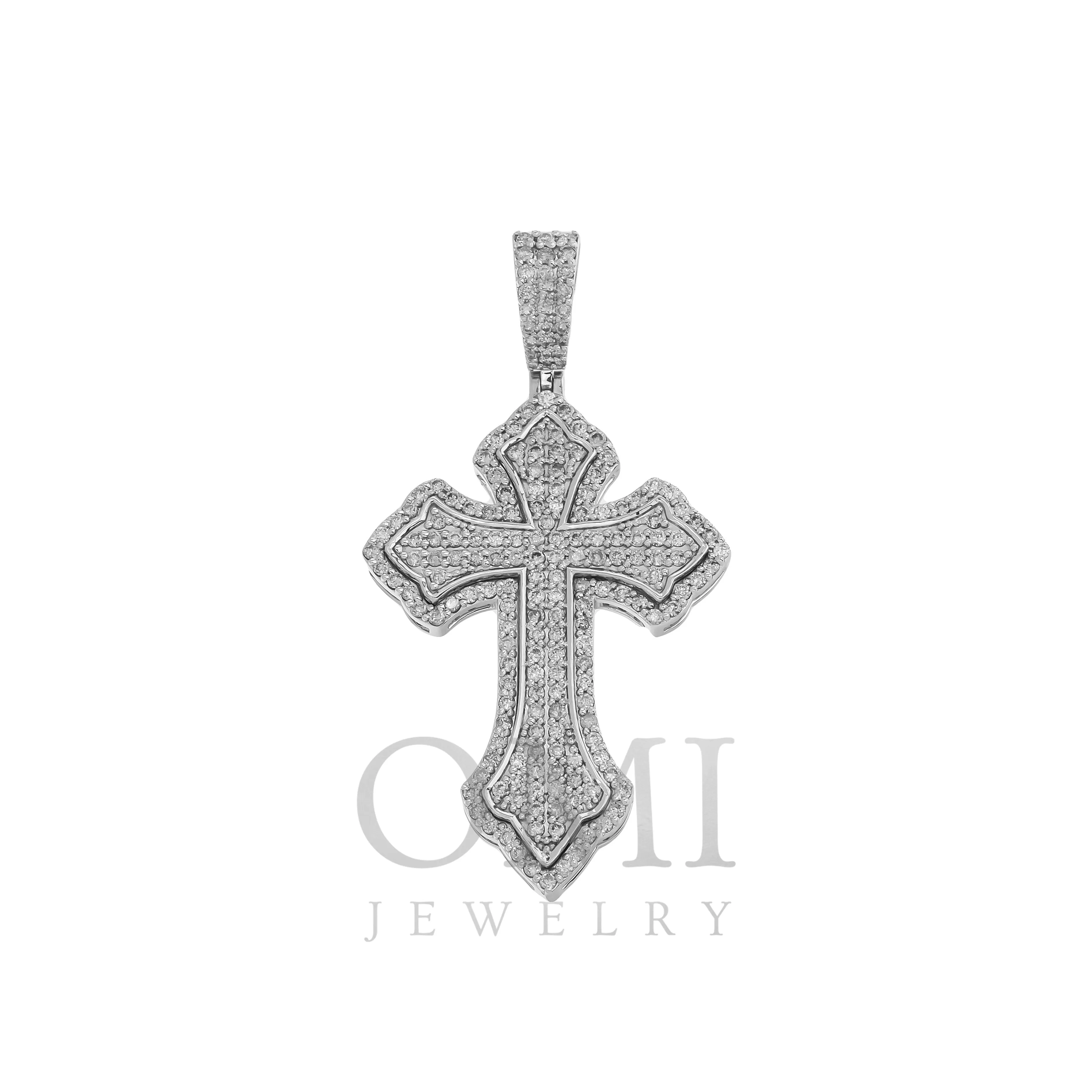 14K GOLD DIAMOND CROSS PENDANT 1.23 CT