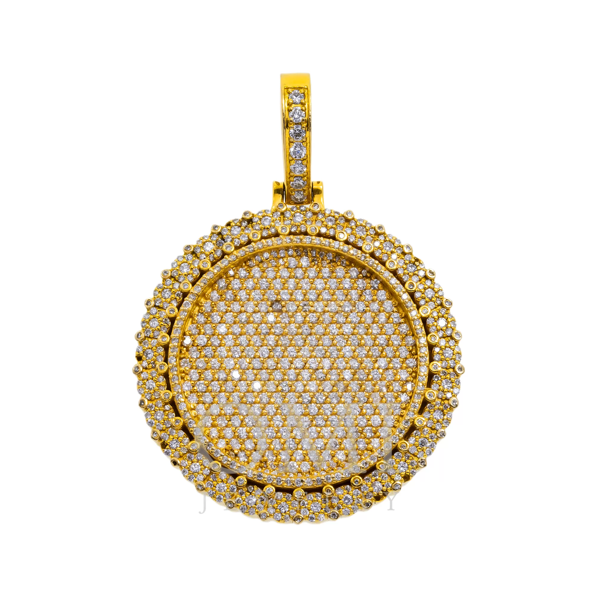 14K GOLD ROUND DIAMOND CIRCLE PENDANT 4.72 CT