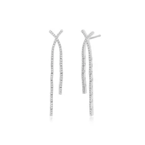 14K White Gold Diamond Criss-Cross Earrings