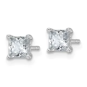 14k White Gold Lab Grown Diamond Square Solitaire Studs Earrings