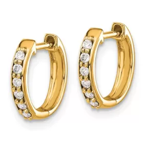 14k Yellow Gold Diamond Hinged Hoop Earrings