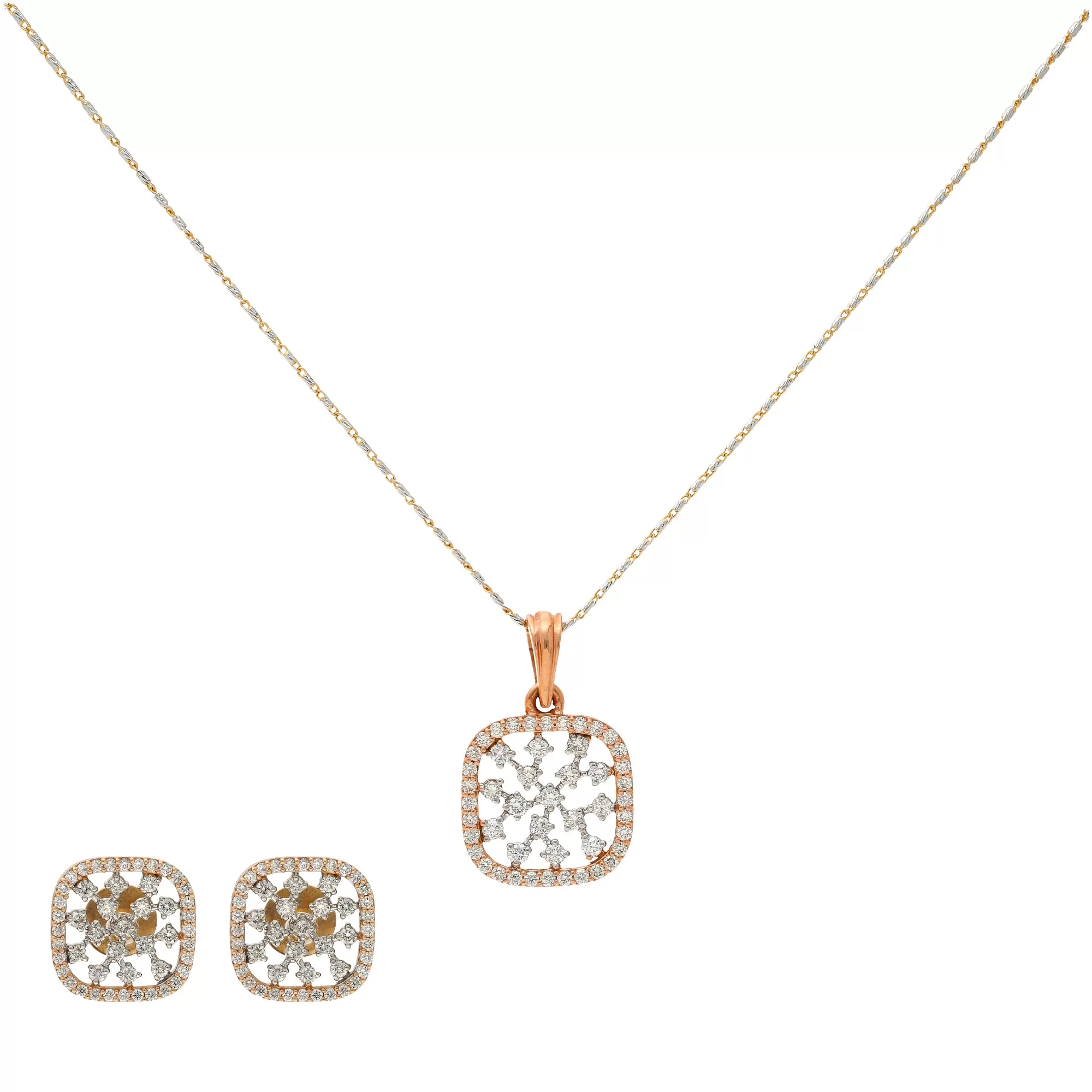 18K Multi-Tone Gold 1.51ct Diamond Pendant Set