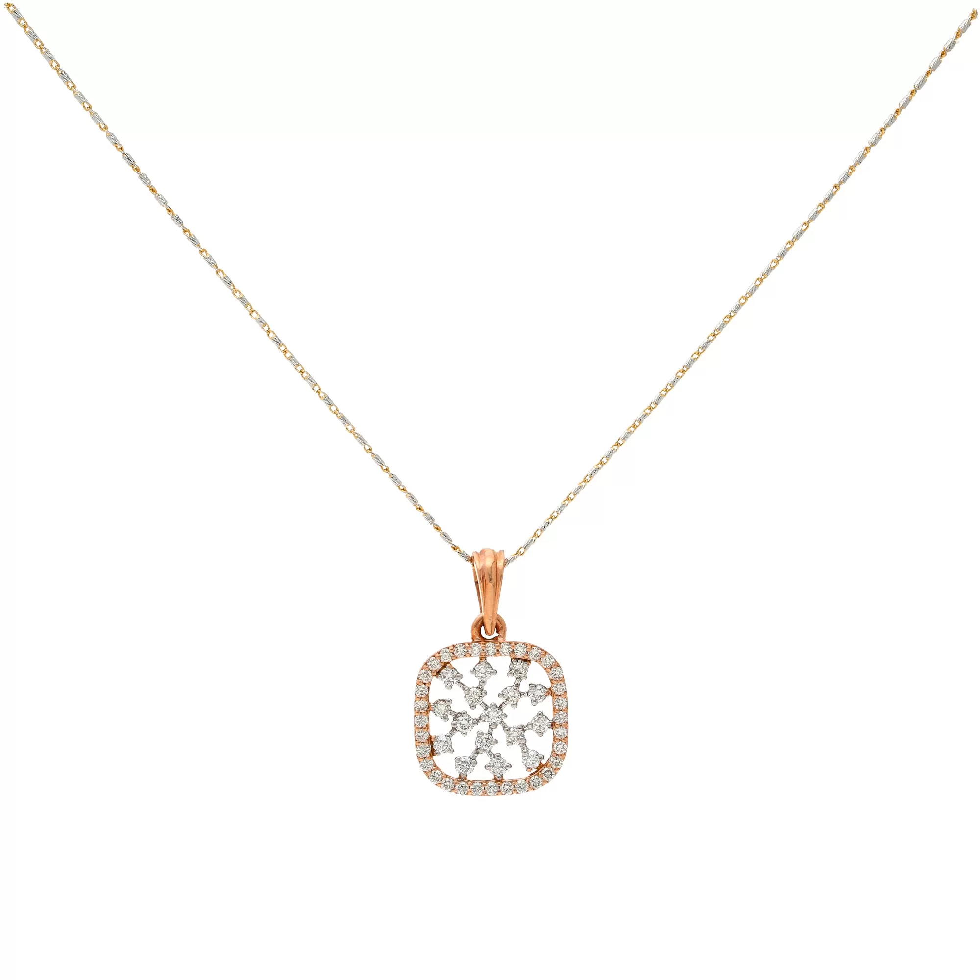 18K Multi-Tone Gold 1.51ct Diamond Pendant Set