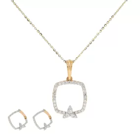 18K Yellow & White Gold Diamond Pendant Set (8.9gm)