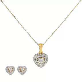 18K Yellow & White Gold Diamond Pendant Set (9.6gm)