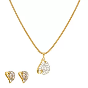 22K Yellow Gold & CZ Pendant Necklace Set (11gm)