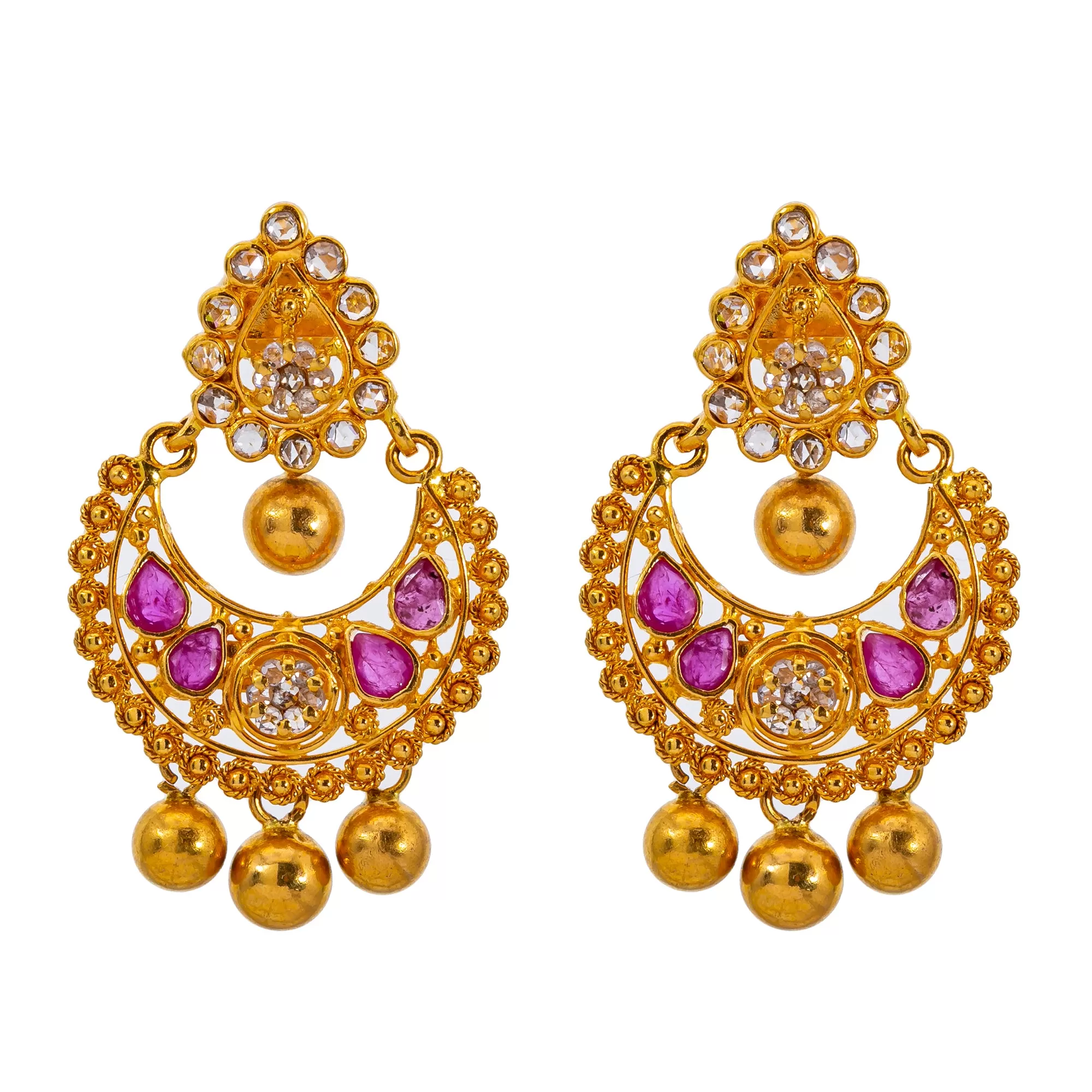 22K Yellow Gold & Uncut Diamond Kasu Jewelry Set (56.2gm)