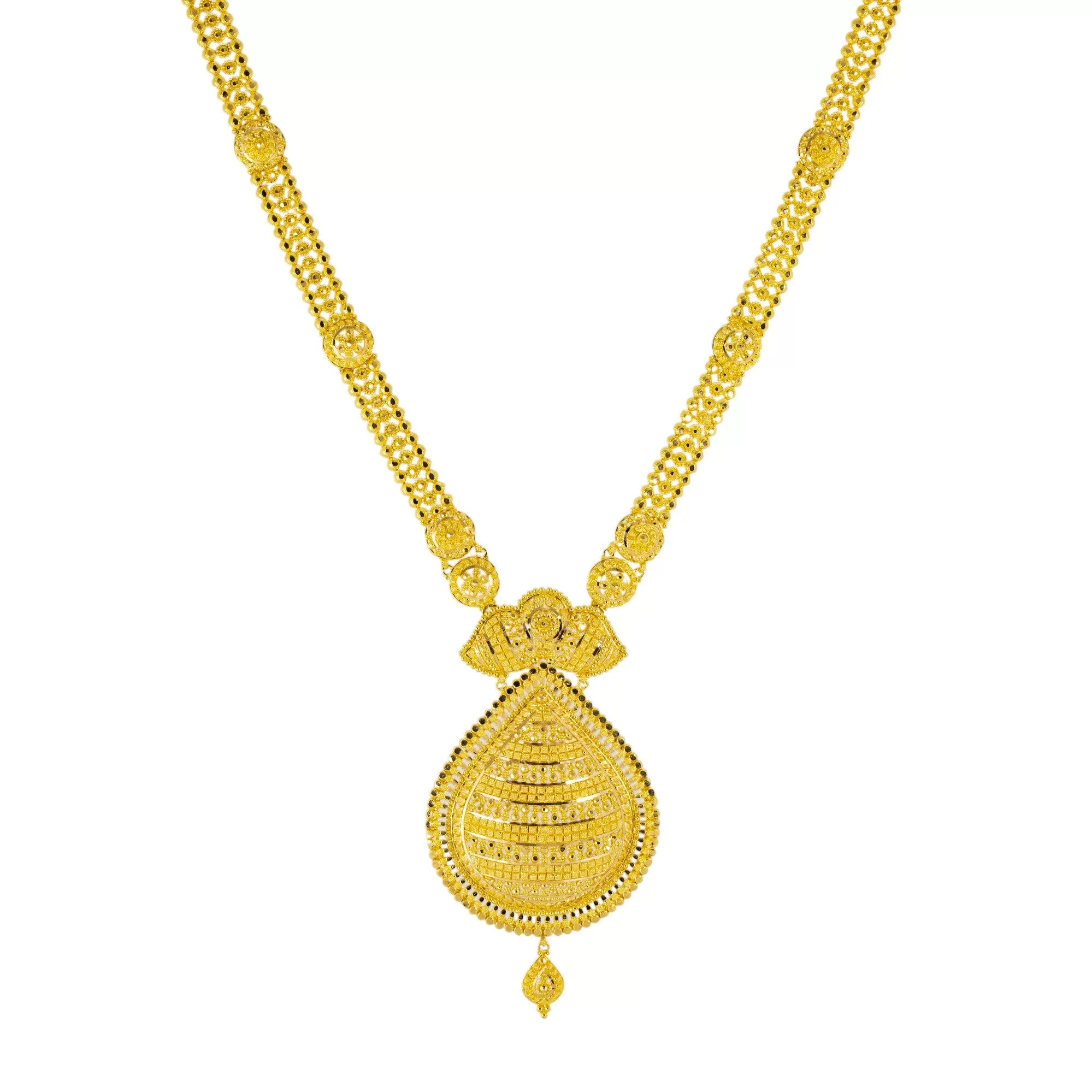 22K Yellow Gold Bridal Necklace Set (84.3gm)