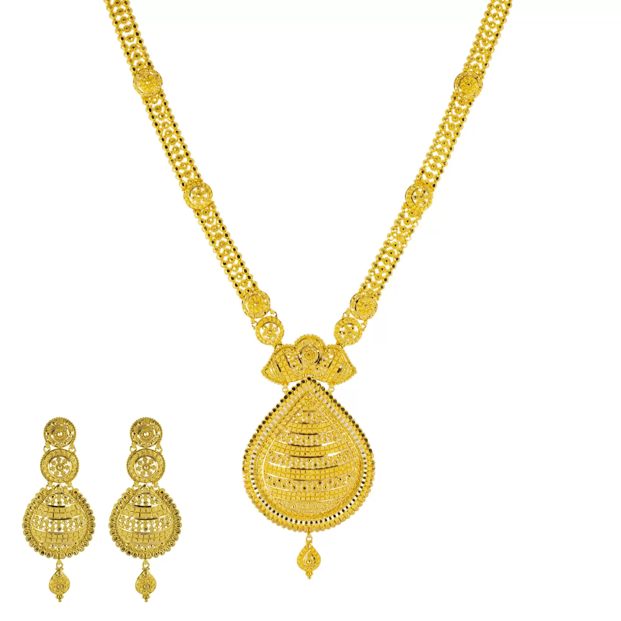 22K Yellow Gold Bridal Necklace Set (84.3gm)