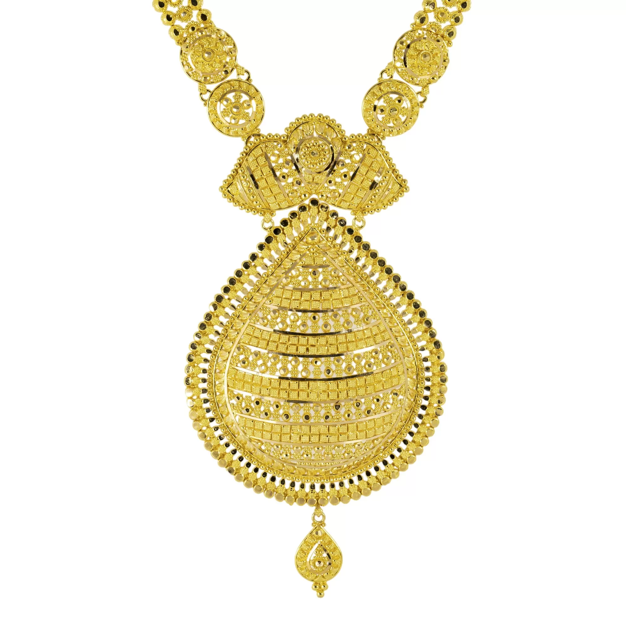 22K Yellow Gold Bridal Necklace Set (84.3gm)