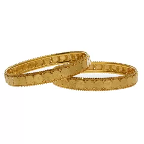 22K Yellow Gold Laxmi Kasu Bangles Set of 2