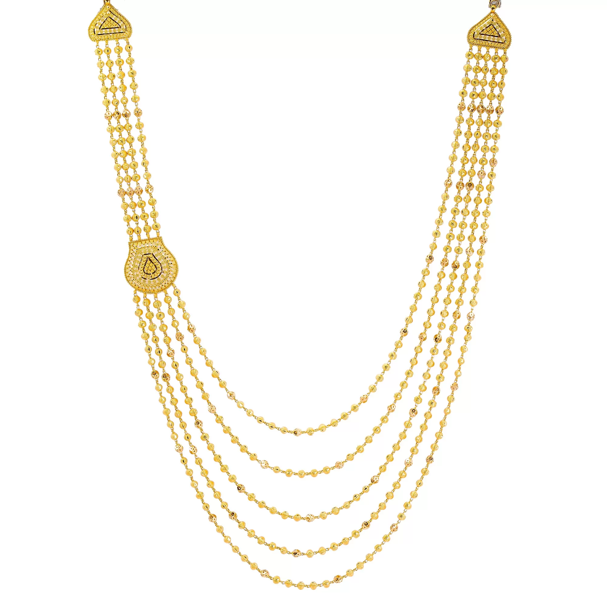 22k Yellow Gold Layered Necklace & Beaded Jewelry Set