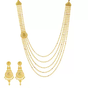 22k Yellow Gold Layered Necklace & Beaded Jewelry Set