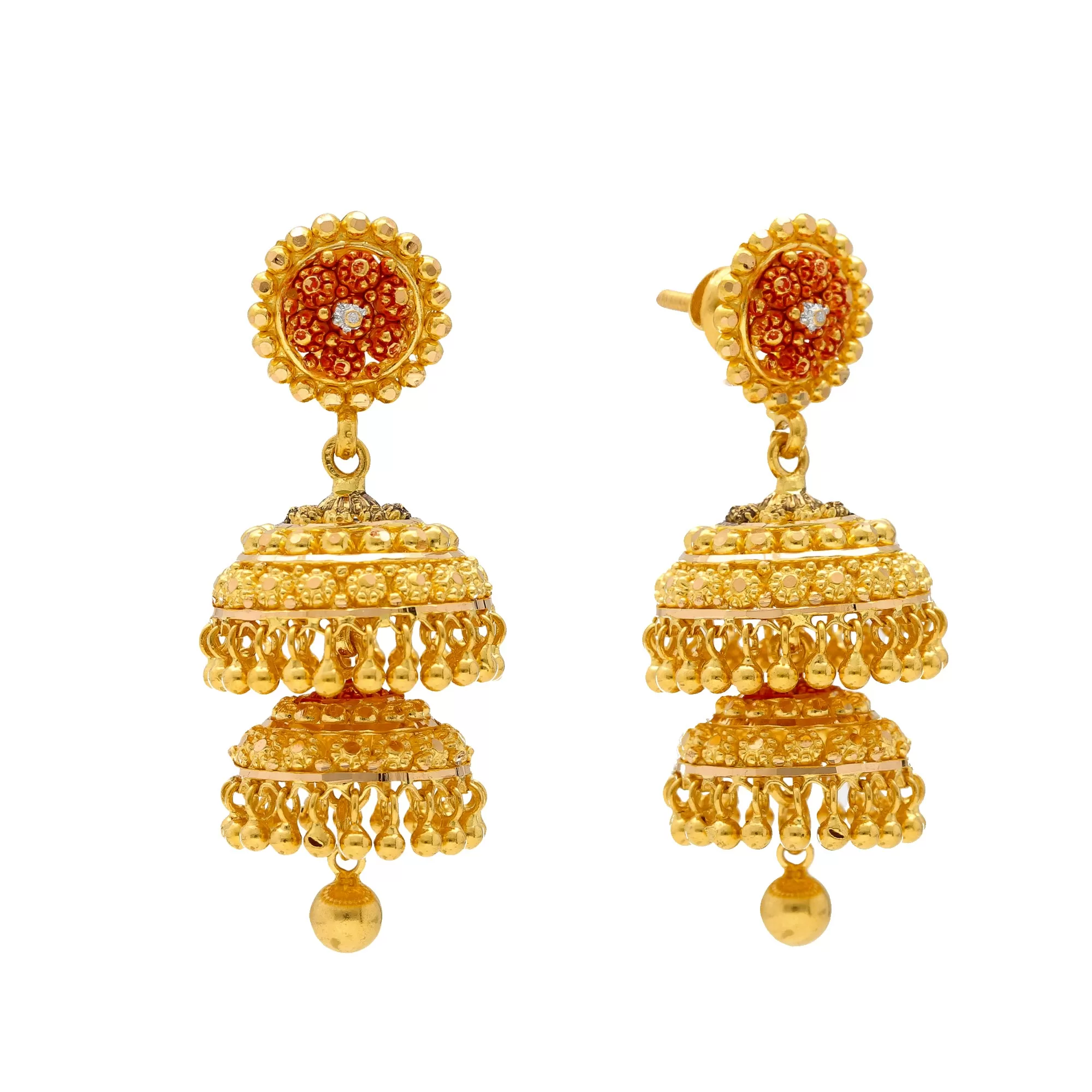 22K Yellow Gold Meenakari Jewelry Set (62.3gm)