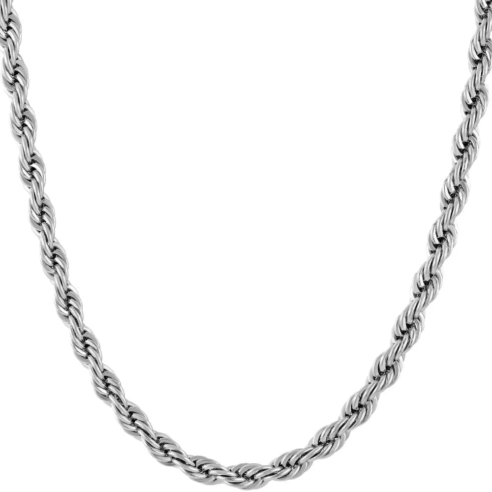 5mm Rope Chain Necklace (Rhodium)