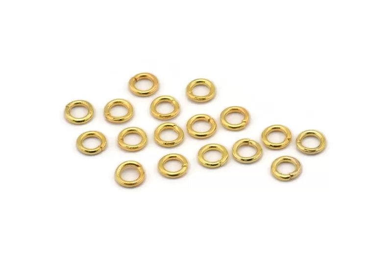 6mm Jump Ring - 100 Golden Brass Jump Rings (6x1.2mm) A0077