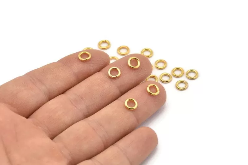 6mm Jump Ring - 100 Golden Brass Jump Rings (6x1.2mm) A0077