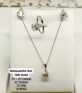 8 CT Pear Moissanite Stud Jewelry Set