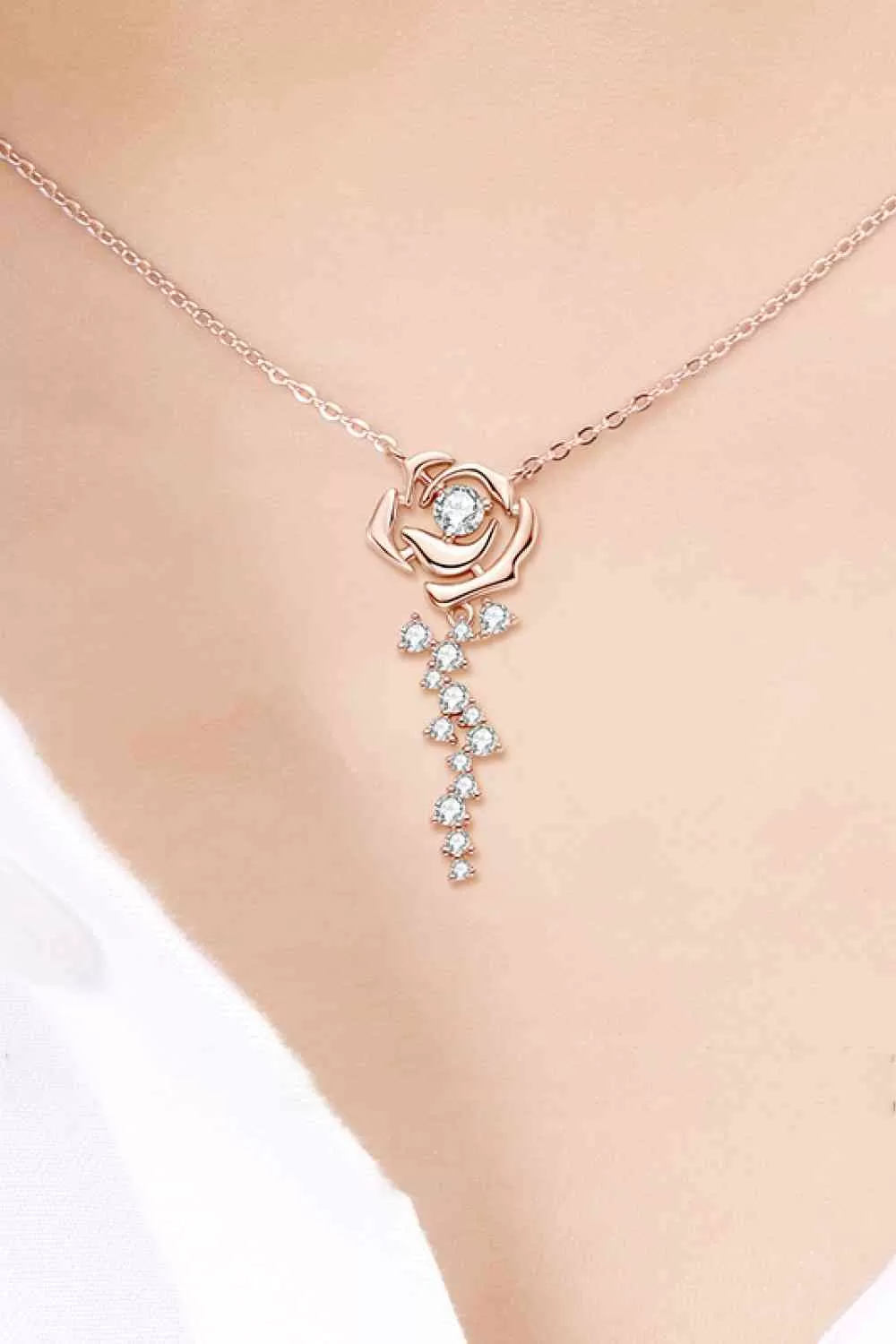 925 Sterling Silver 18K Rose Gold-Plated Pendant Necklace