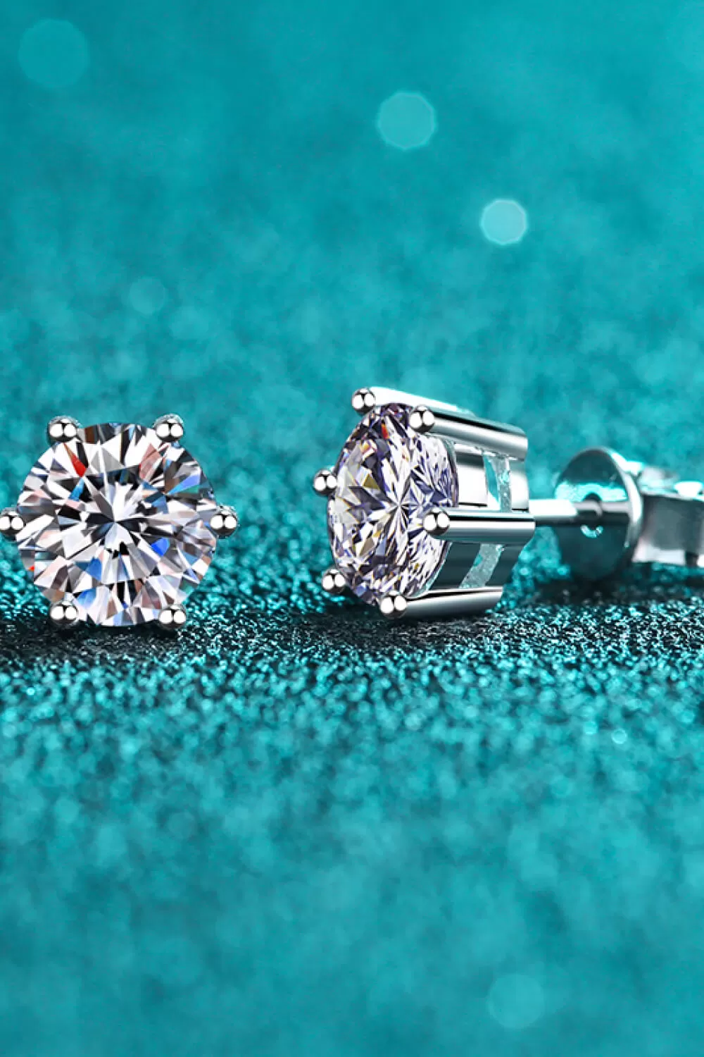 925 Sterling Silver 6-Prong 2 Ct Moissanite Stud Earrings