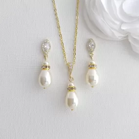 Affordable Pearl Bridesmaid Jewelry Set in Silver Gold Rose Gold Tones- Ella