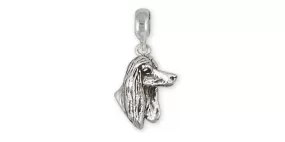 Afghan Hound Charm Slide Jewelry Sterling Silver Handmade Dog Charm Slide AF5-PNS