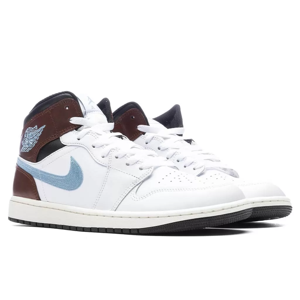 Air Jordan 1 Mid SE - White/Blue Grey/Black