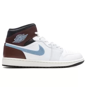 Air Jordan 1 Mid SE - White/Blue Grey/Black