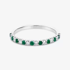 Alternating Emerald & Diamond Ring