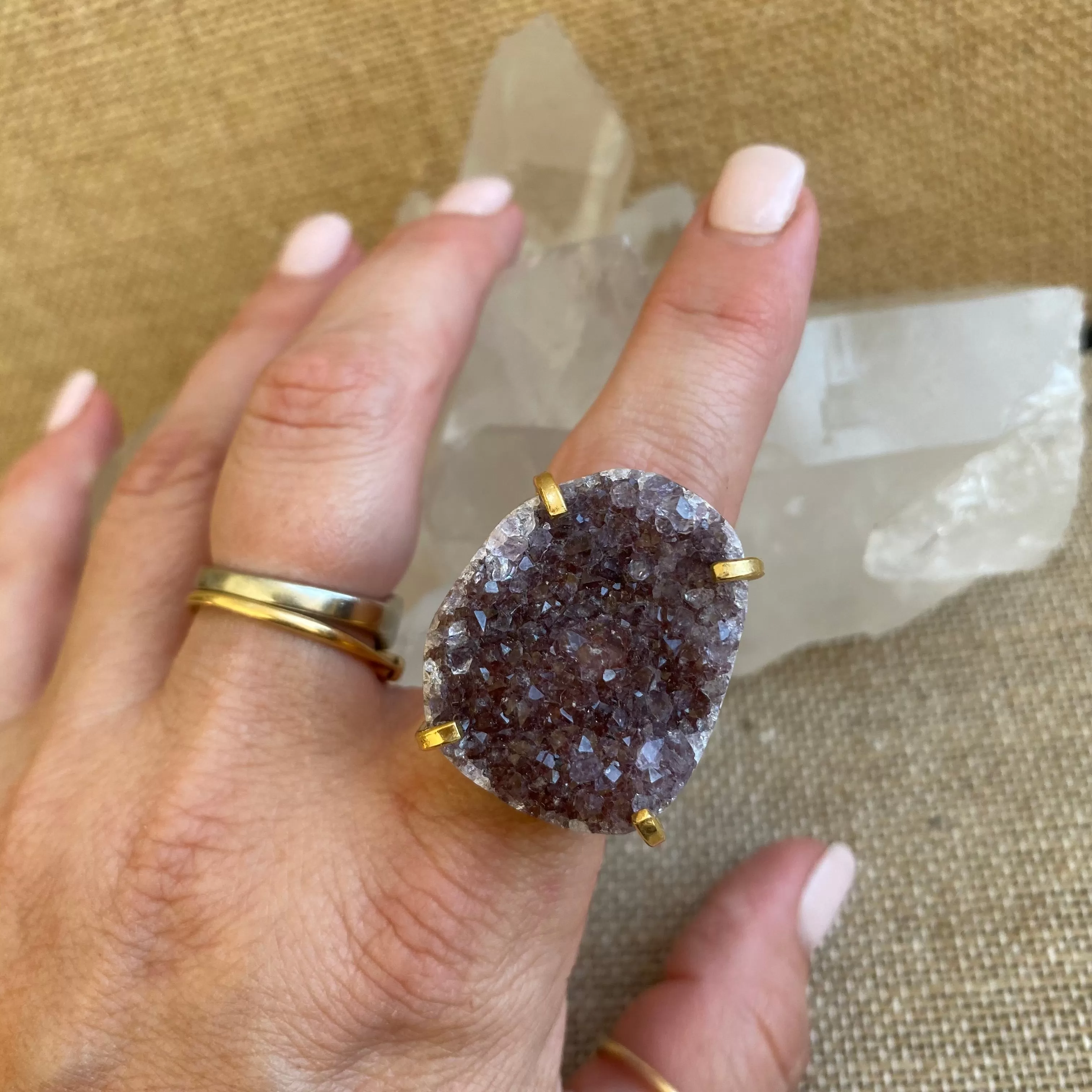 Amethyst Druzy Ring #57