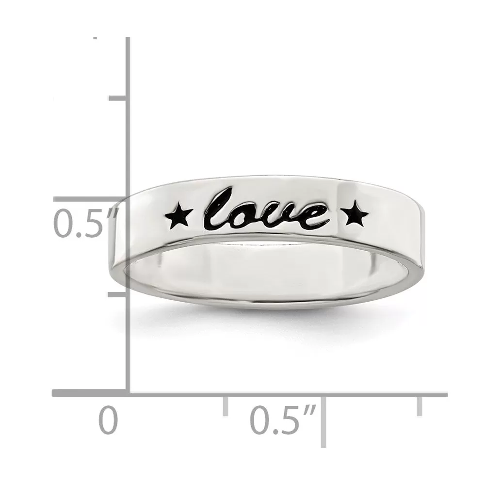 Antiqued & Polished Love Ring in Sterling Silver