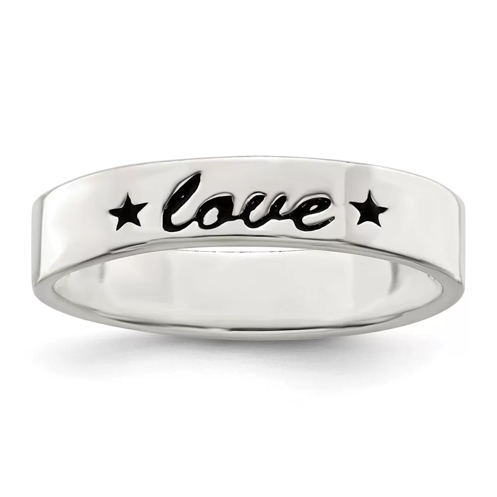 Antiqued & Polished Love Ring in Sterling Silver