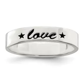 Antiqued & Polished Love Ring in Sterling Silver