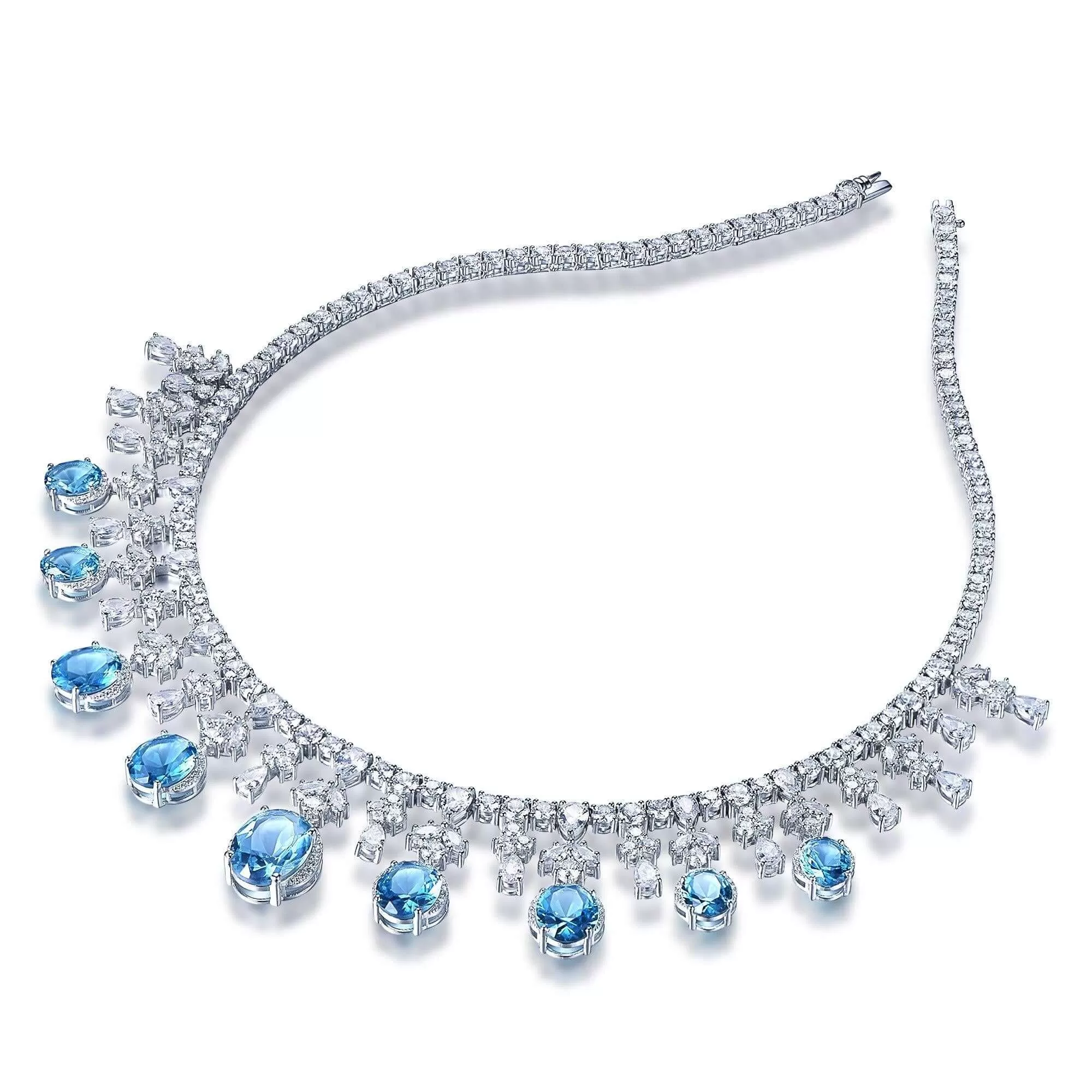 Aquamarine Blue Sapphire Statement Necklace