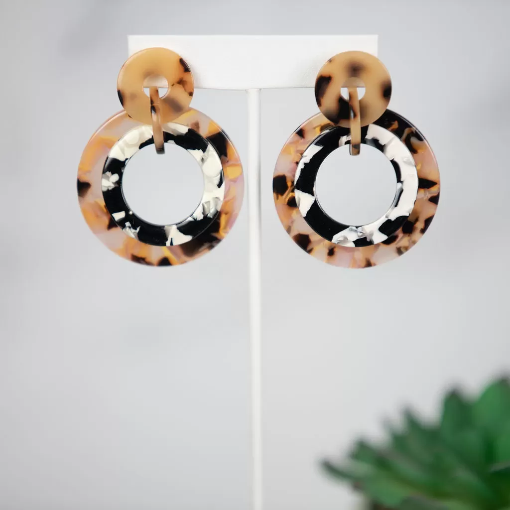 Arianna Tri Color Tortoise Dangle Earrings