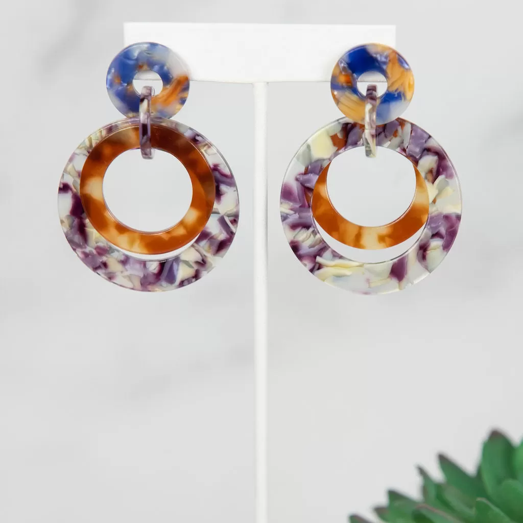 Arianna Tri Color Tortoise Dangle Earrings