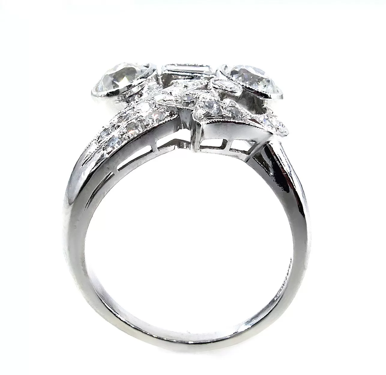 Art Deco 2.25ct OLD European Round Cut Diamond Cocktail Platinum Ring