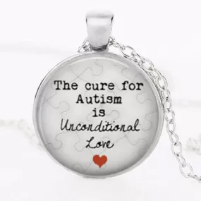 Autism Awareness Silver Necklace Set