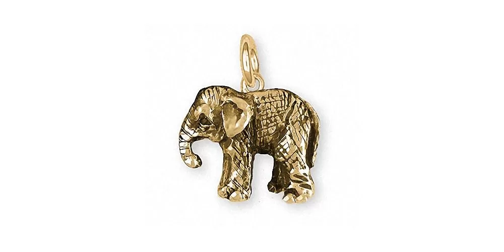 Baby Elephant Charm Jewelry 14k Gold Handmade Wildlife Charm EL9B-CG