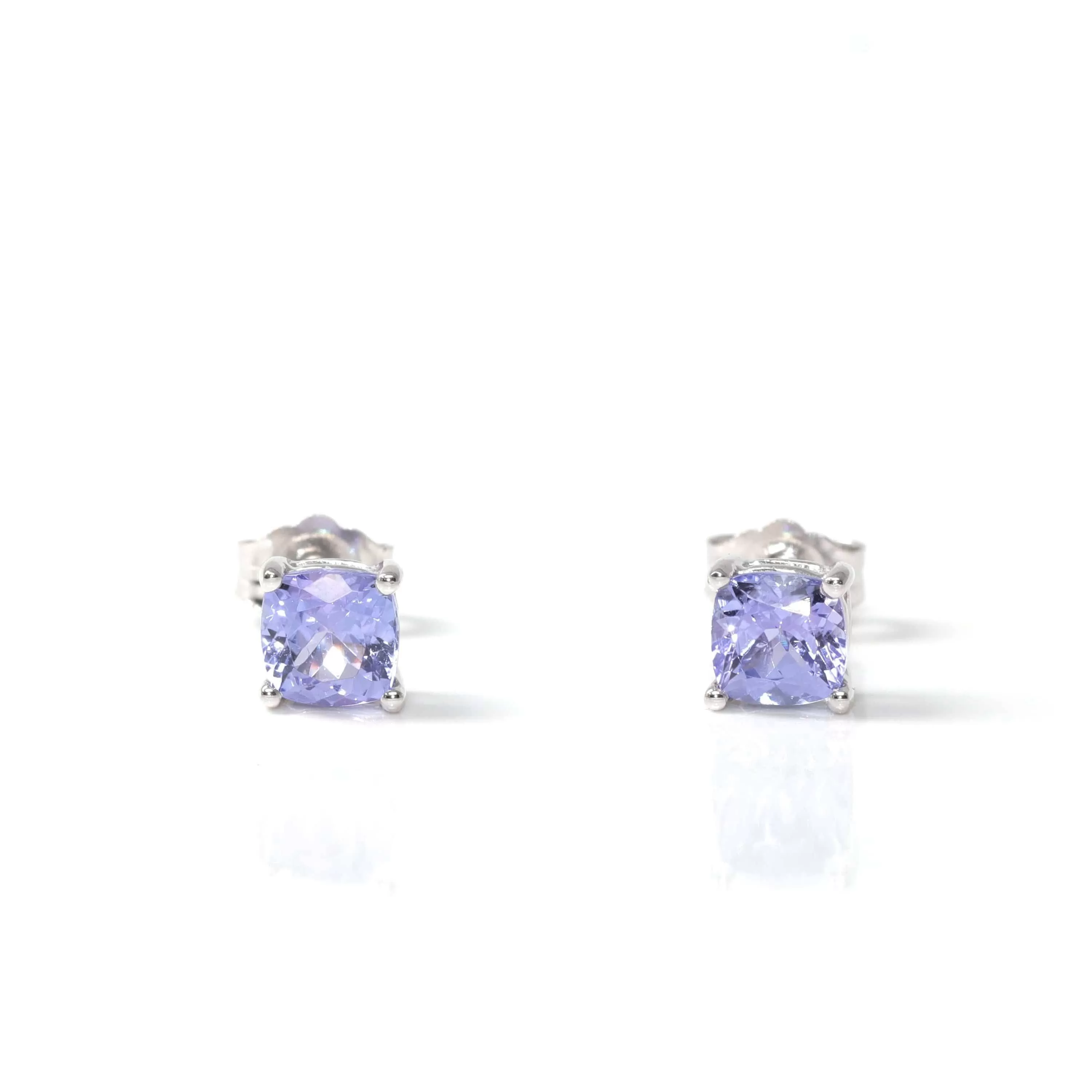 Baikalla? 14k White Gold Natural Tanzanite 4 Prong Set Earrings