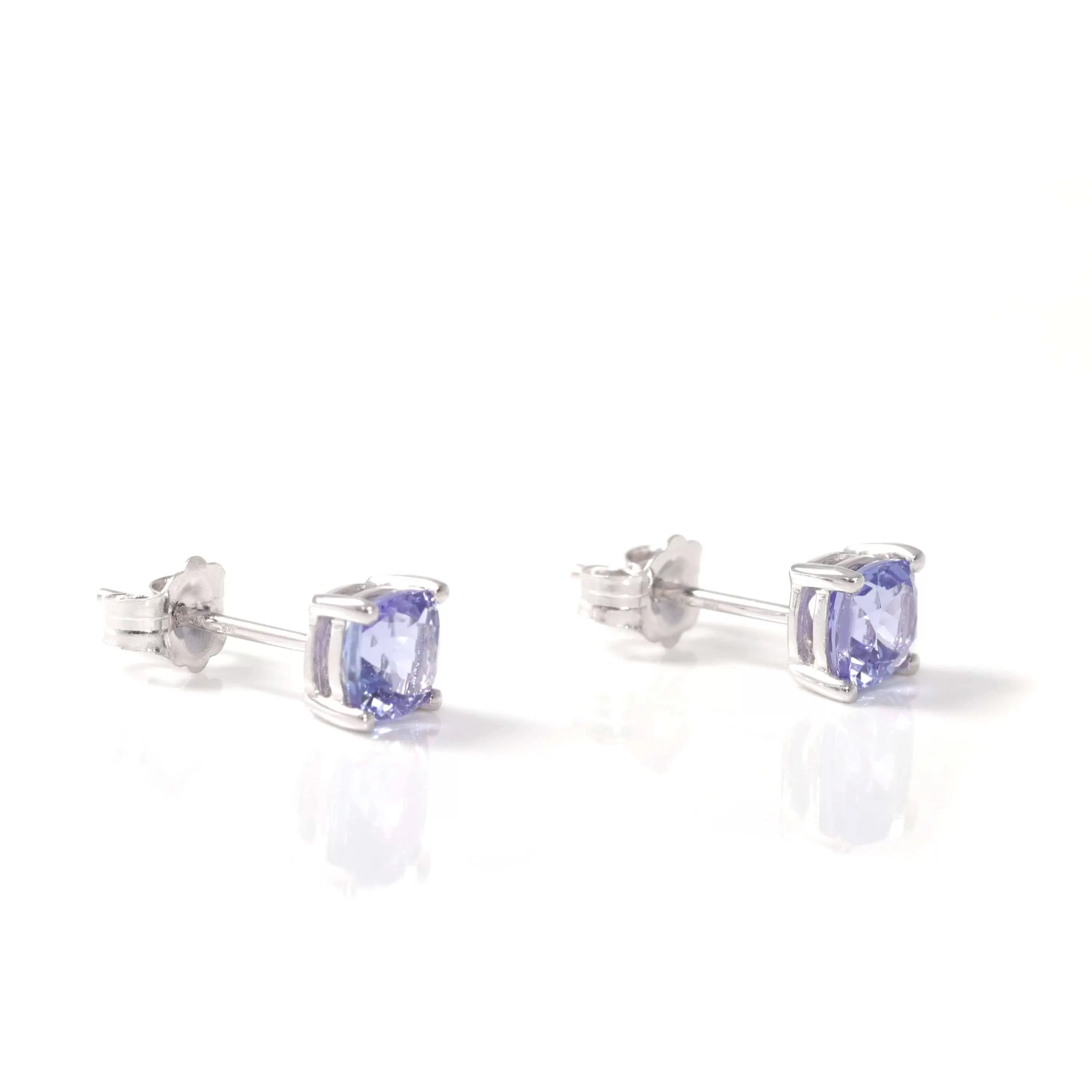 Baikalla? 14k White Gold Natural Tanzanite 4 Prong Set Earrings