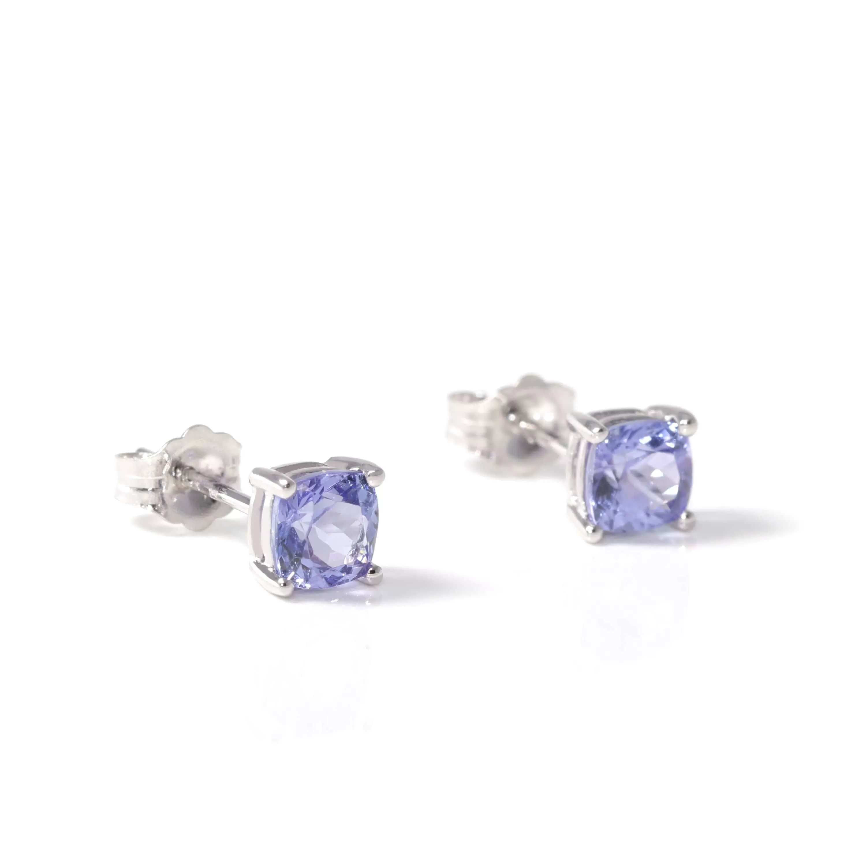 Baikalla? 14k White Gold Natural Tanzanite 4 Prong Set Earrings