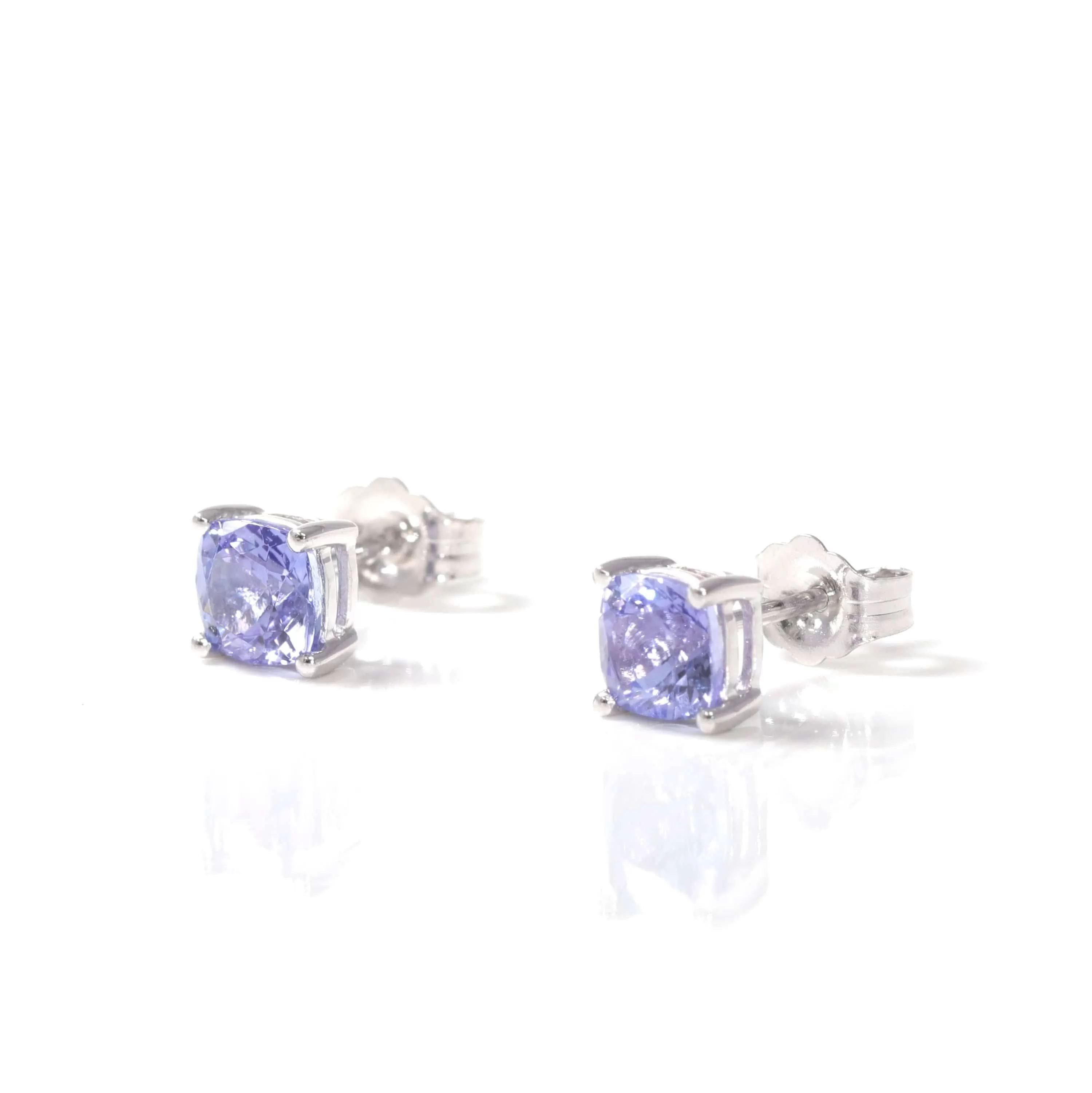 Baikalla? 14k White Gold Natural Tanzanite 4 Prong Set Earrings